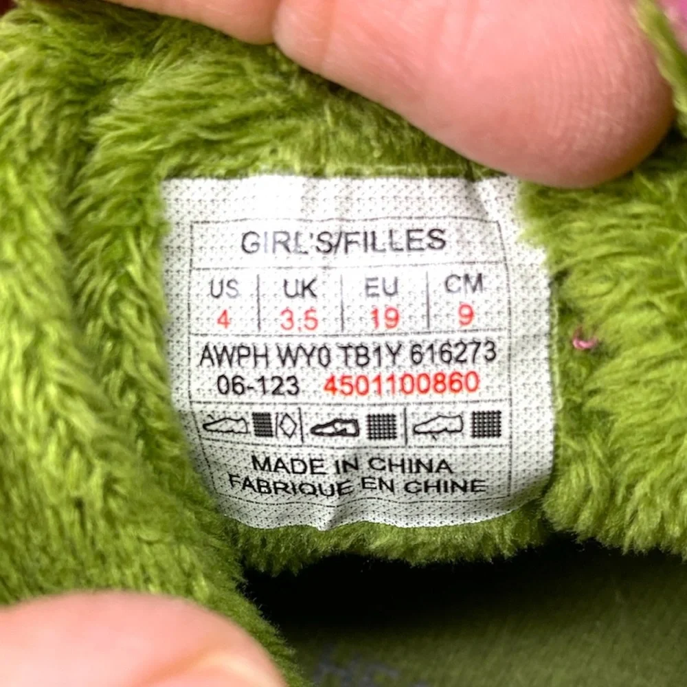 The North Face Infant NSE Fleece Booties Green Pink Size 4
